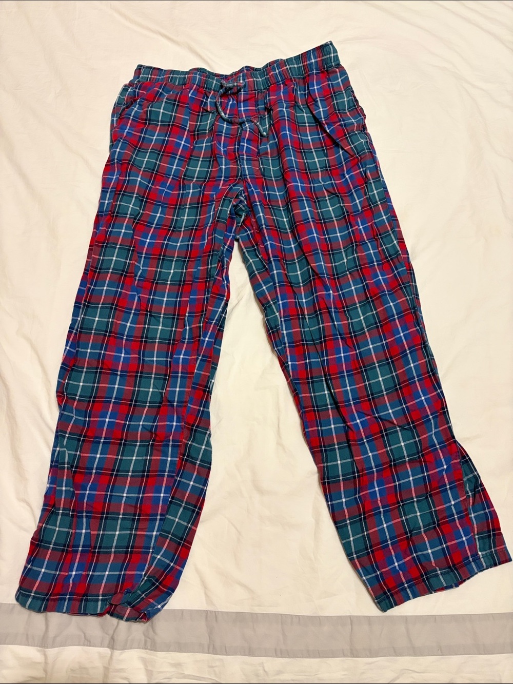 Lands' End Red and Green Plaid Men's Lounge Pajamas Pants